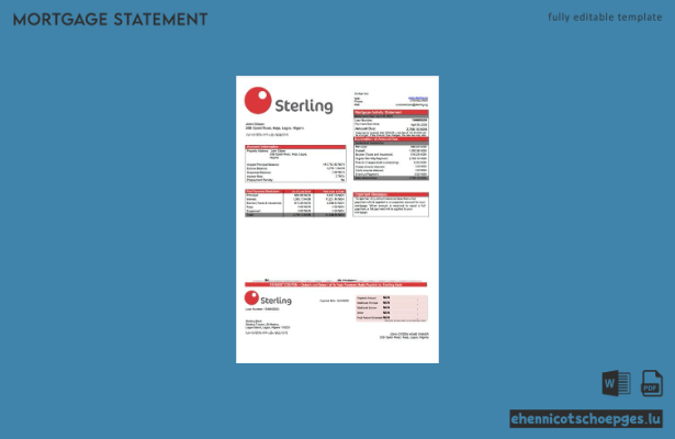 Beispiel eines Hypothekenauszugs der Nigeria Sterling Bank (Word- und PDF-Datei)